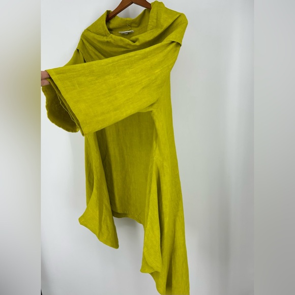 Bryn Walker 100% Linen Chartreuse Lagenlook Tunic Top L-1X Oversized Natural - Picture 8 of 16